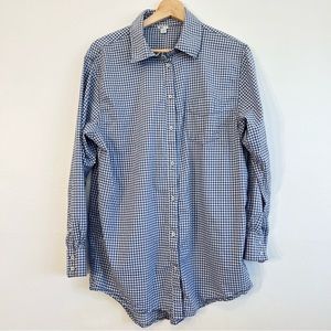 Aerie Blue Gingham Long Sleeve Oversized Cover Up Short Women’s Size Small